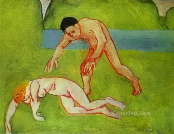アンリ・マティス Painting - サテュロスとニンフのヌード 1909 年抽象フォービズム アンリ・マティス